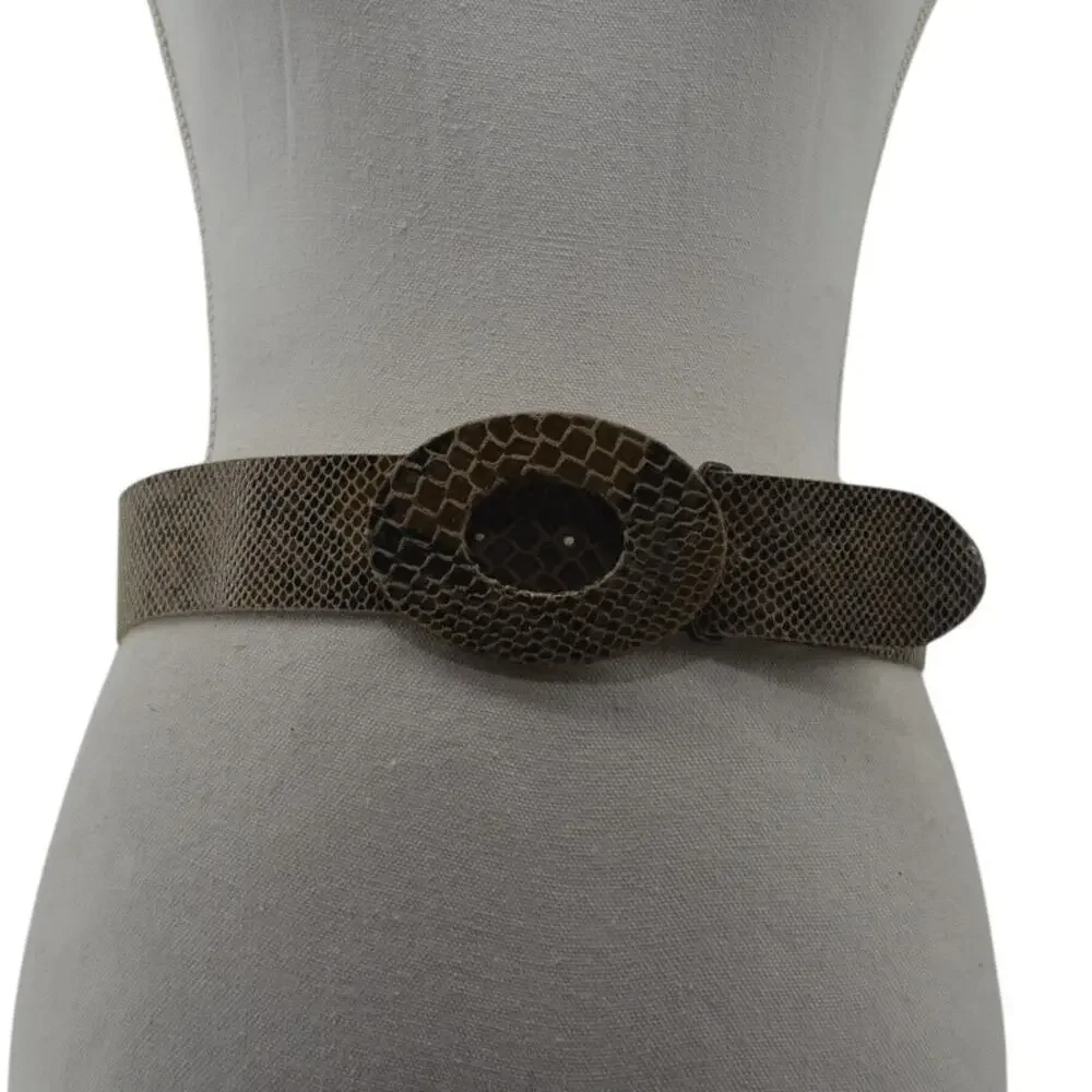 Chicos Belt Animal Print Small Preppy Embossed Genuine Leather